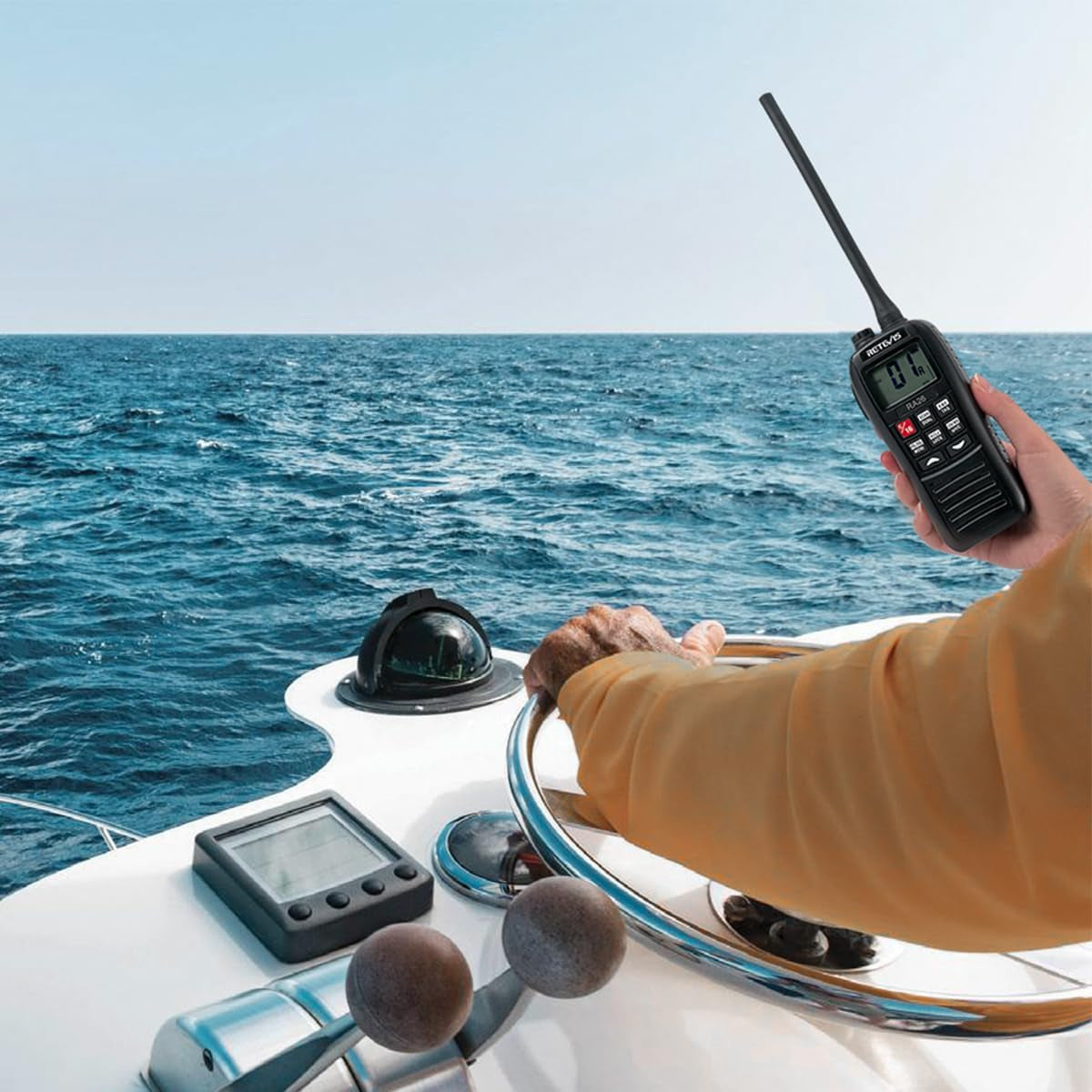 RA26 5W VHF Marine Radio IP67 Floating, Micro USB for Boats(1 Pack)