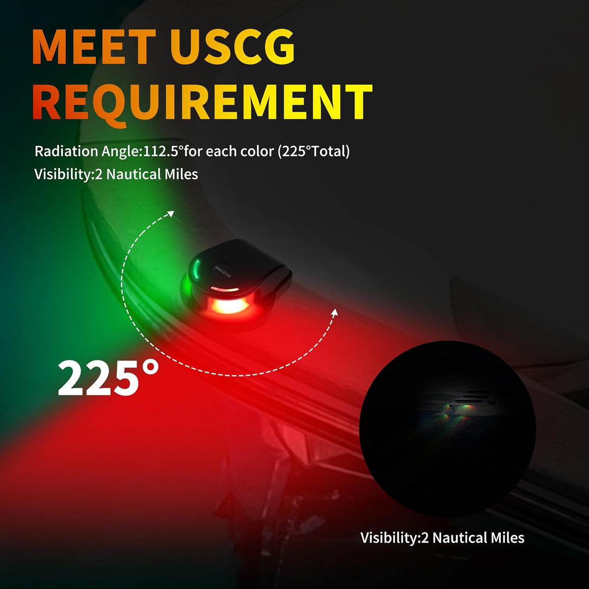 Boat Navigation Lights, Red Green LED Bow Lights for Boats, IP67