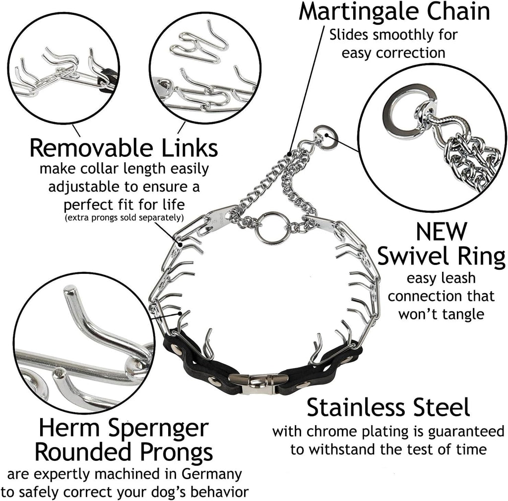 2.25Mm Prong Collar for Dogs Training – Quick Release Buckle & Swivel Ring for Easy Use – Made of Durable Chrome Plated Stainless Steel in Germany– (14-19" Neck)
