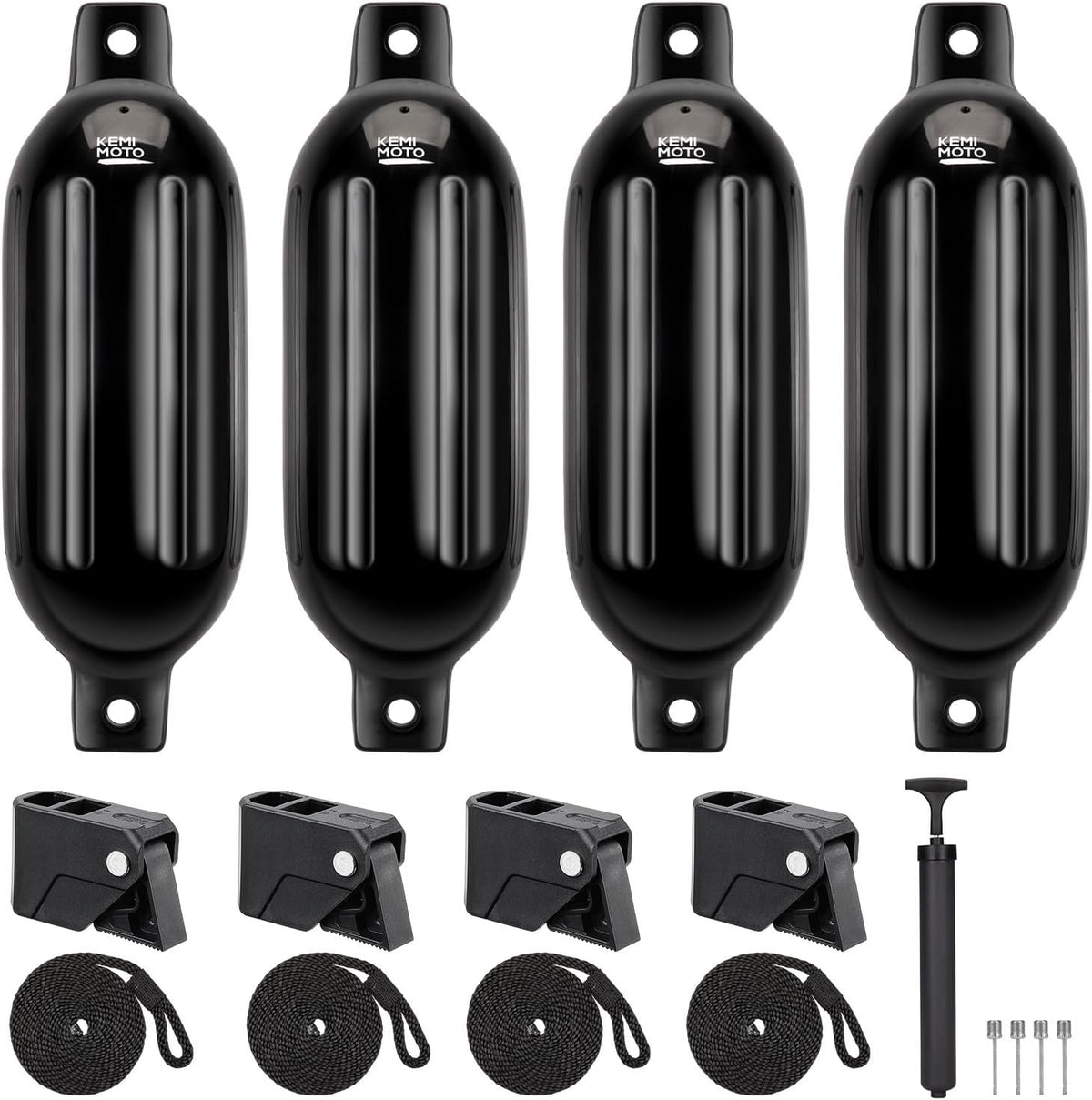Boat Fenders Bumpers for 15-35Ft Boats, 4 Pack Inflatable Boat Fenders with 4 Quick Release Adjustable Clips, Bumpers for Docking, Fit for Pontoon Bass and Jon Boats