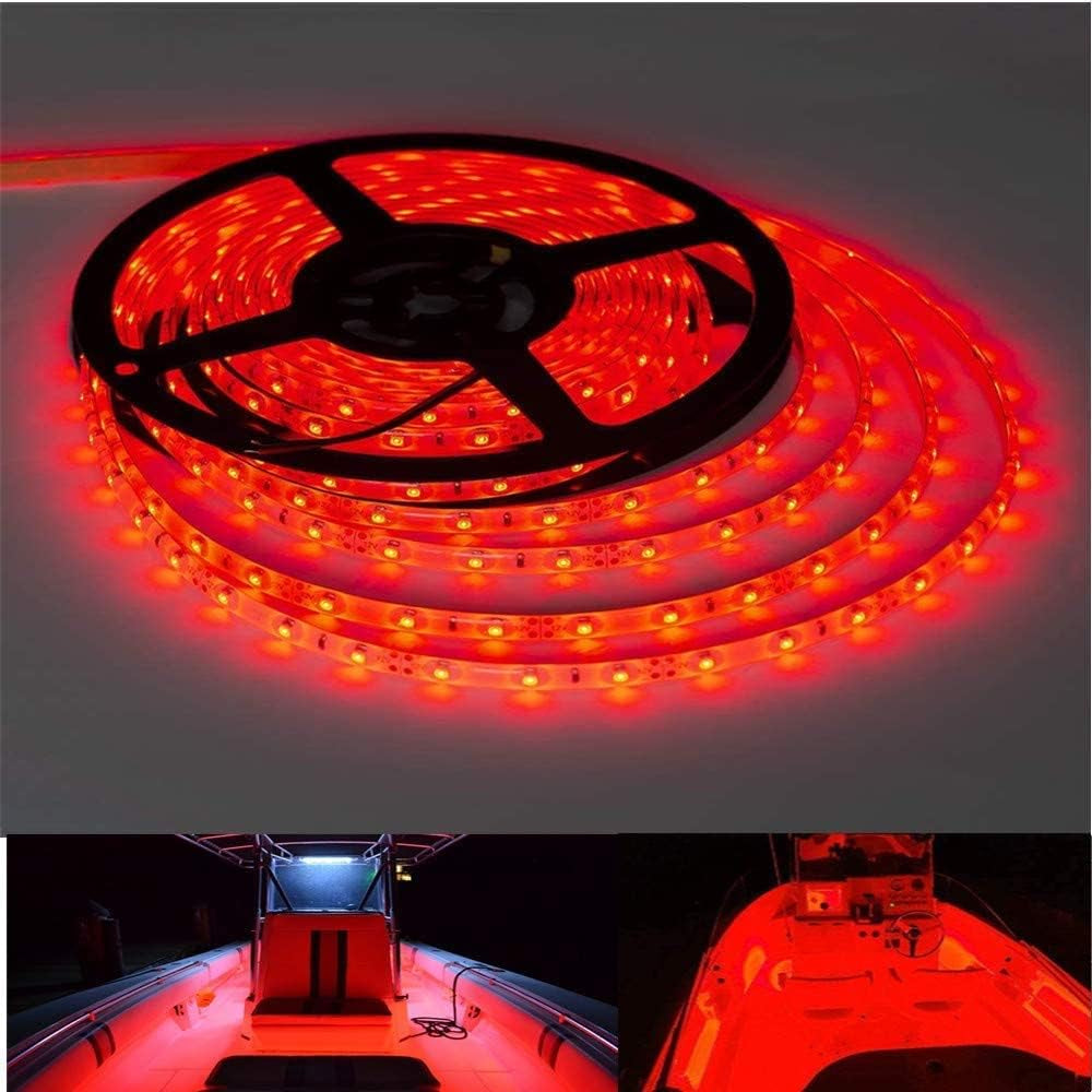 25FT LED Boat Lights, Waterproof Marine Pontoon Led Strip Lights, Boat Deck Interior Light, Boats Accessories, under Gunnel Lighting, Night Fishing Light for Pontoon Fishing Boats (Red)