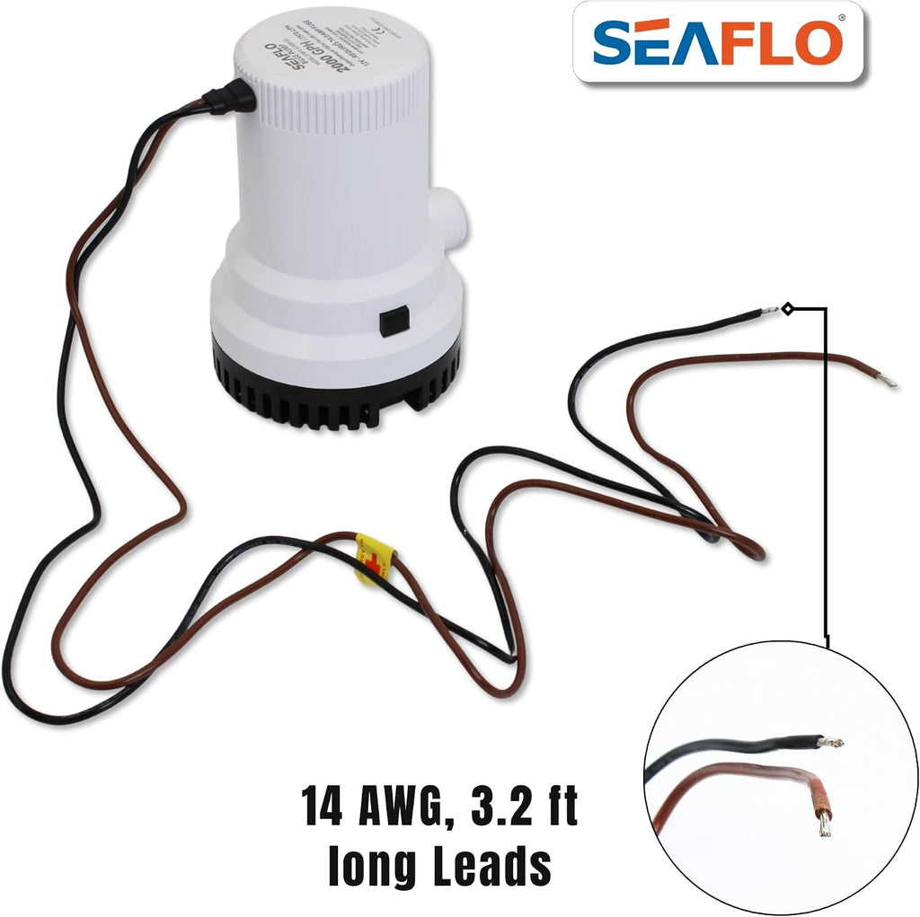 01 Series 2000 GPH Bilge Pump – 12V, 1-1/8" Outlet, Marine Submersible Pump with Anti-Airlock Protection, CE & Rohs Certified, 4-Year Warranty | Reliable for Boats and Marine Applications