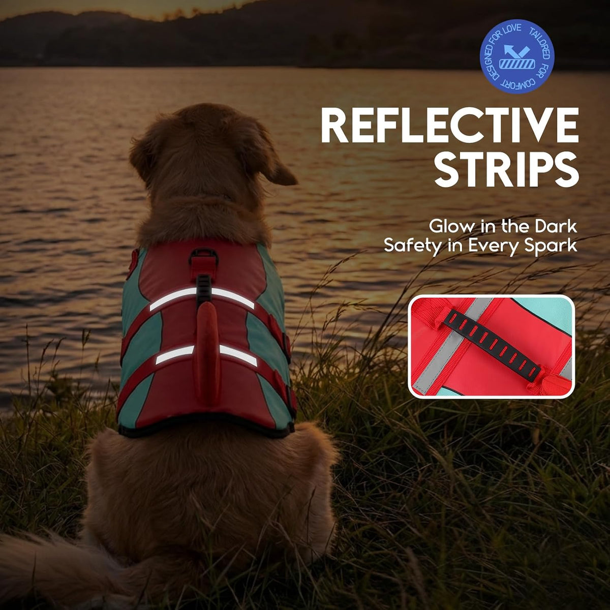 Dog Life Jacket - Pet Safety Vest for Swimming & Boating, Shark Life Jacket with Floatation, Dog Lifesavers Swimsuits for Small Medium Large Dogs (Redgreen, XL)