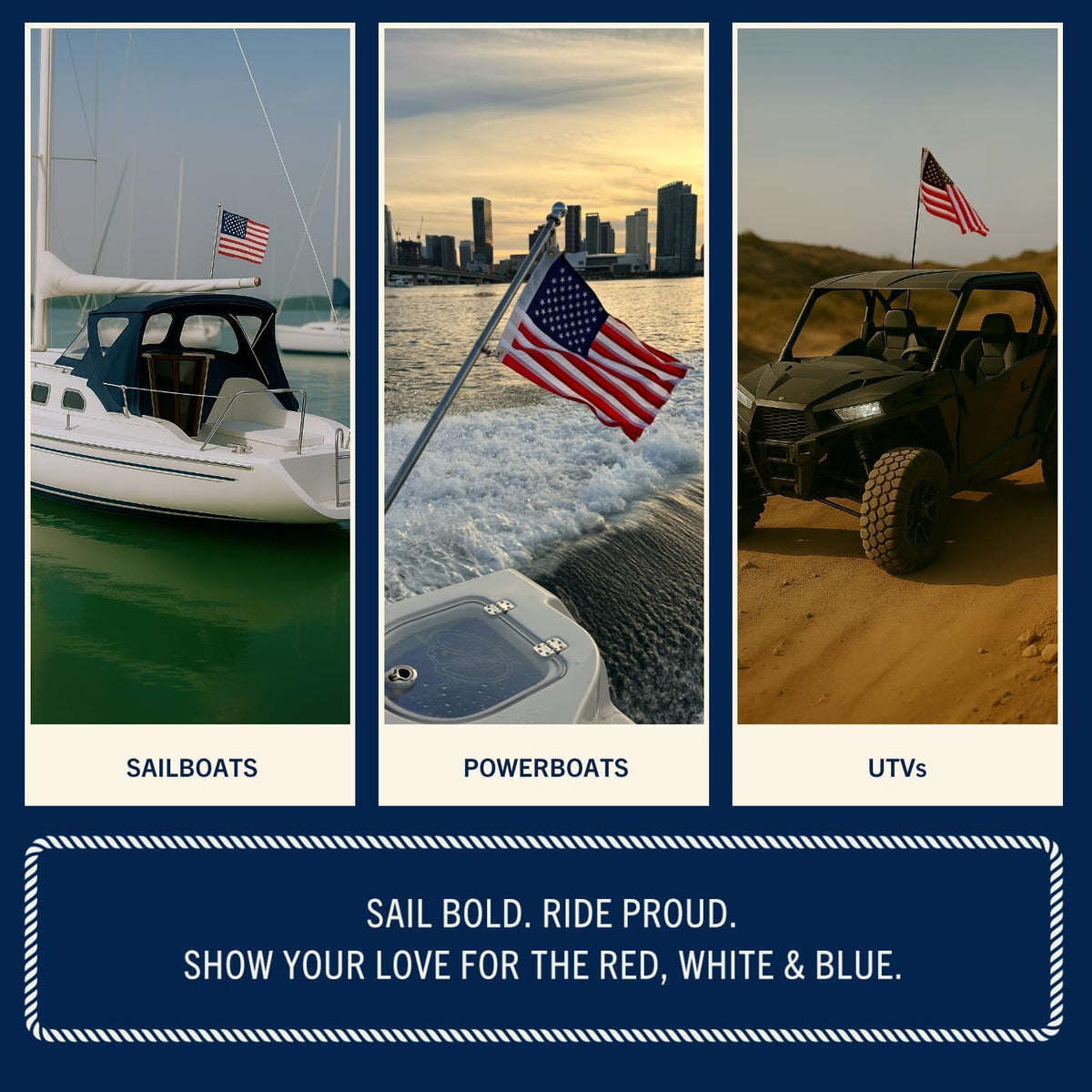 Rainiersupplyco American Flag for Boat - 12X18 USA Boat Flags with Embroidered Stars, Sewn Stripes, 2 Brass Grommets, 4 Heavy Duty Clips - Outdoor US Banner for Pontoon, UTV, Boating Accessories