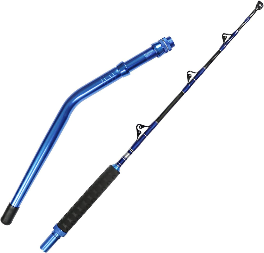 2-Piece Saltwater Offshore Heavy Bent/Straight Butt Trolling Rod Fishing Roller Rod Conventional Boat Deep Sea Fishing Pole (5'1"/5'6"/6'/6'6",30-50Lb/50-80Lb/80-120Lb)