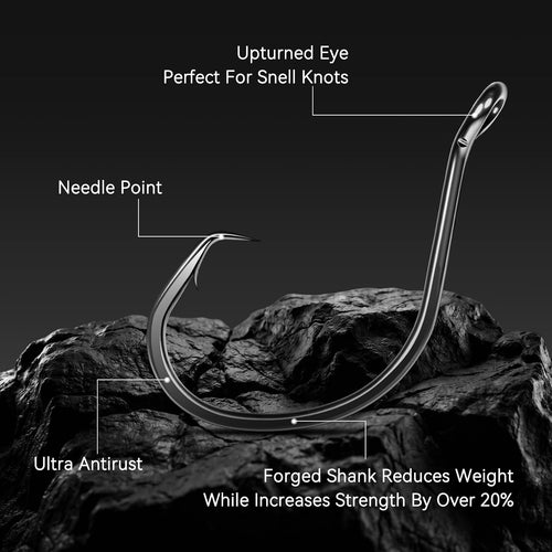 Circle-Hooks-For-Catfish,4X Strong Live Bait Non-Offset Wide Gap Hook
