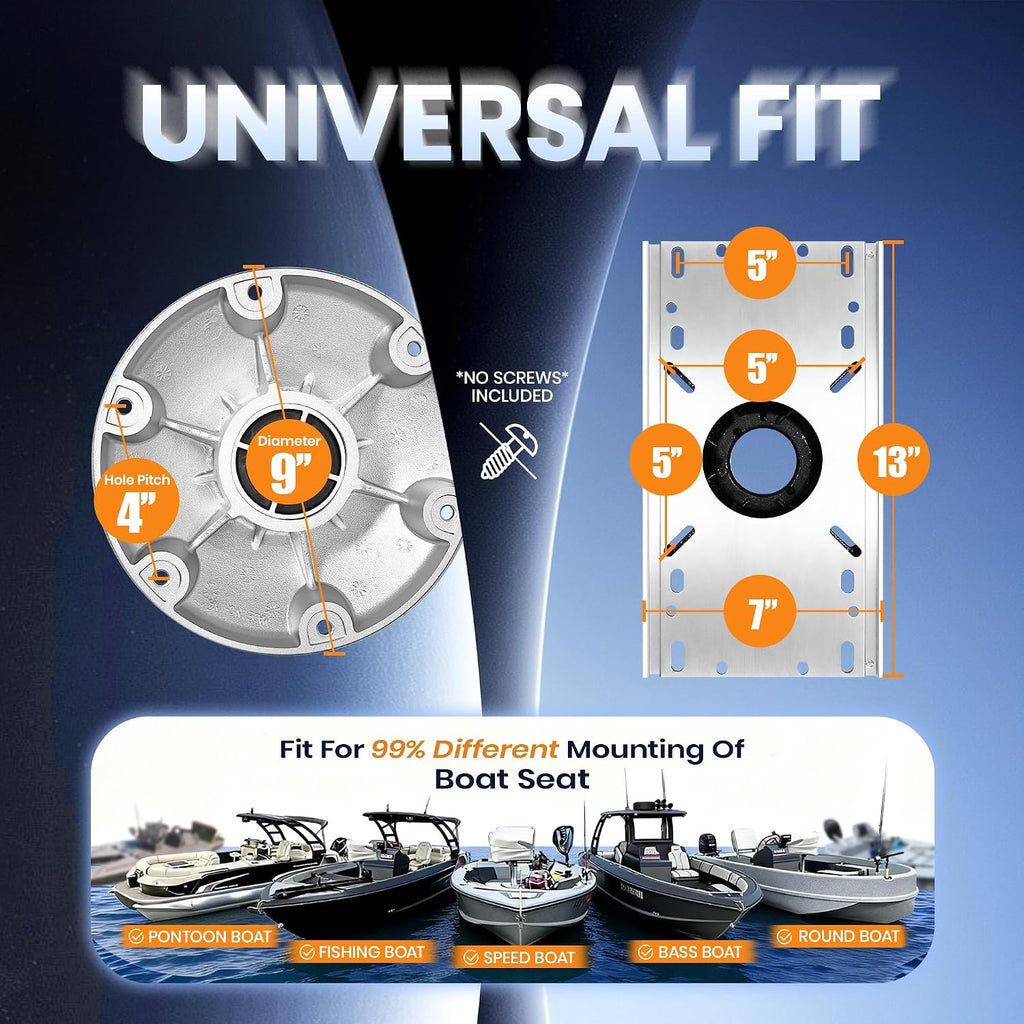 Aluminum Boat Seat Pedestal, Adjustable Height Locking, Boat Seat Pedestals and Bases Mount for Fishing Bass Pontoon Boats
