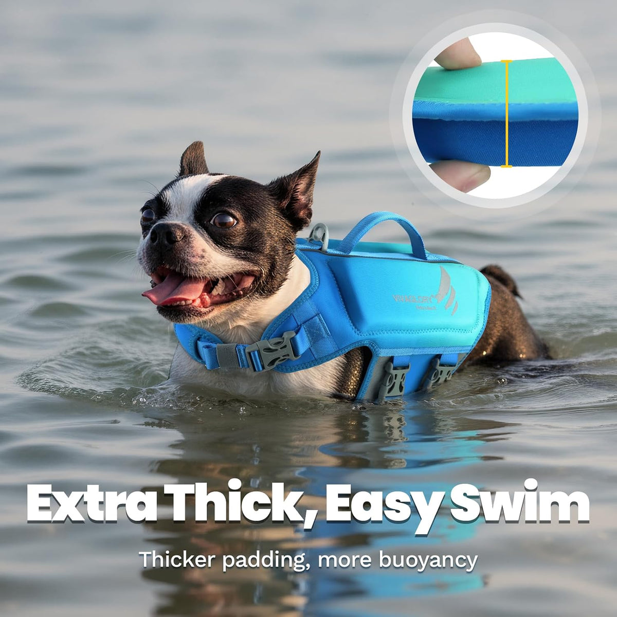 Dog Life Vest High Buoyancy Dog Swim Vest, M, Turquoise