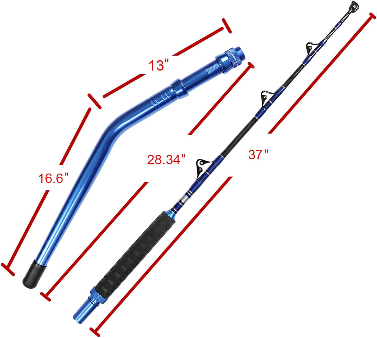 2-Piece Saltwater Offshore Heavy Bent/Straight Butt Trolling Rod Fishing Roller Rod Conventional Boat Deep Sea Fishing Pole (5'1"/5'6"/6'/6'6",30-50Lb/50-80Lb/80-120Lb)