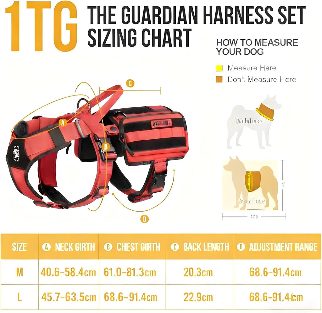 Service Dog Vest Harness, Service Dog Cape Guardian Dog Backpack Harness with Pouches Dog Saddle Bag for Small Medium and Large Dogs (Red, M)