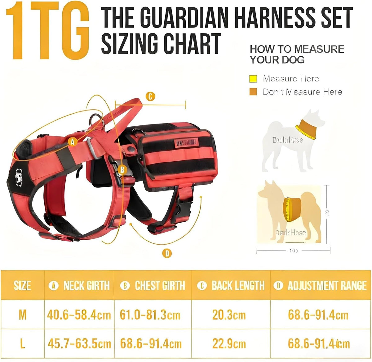 Service Dog Vest Harness, Service Dog Cape Guardian Dog Backpack Harness with Pouches Dog Saddle Bag for Small Medium and Large Dogs (Red, M)