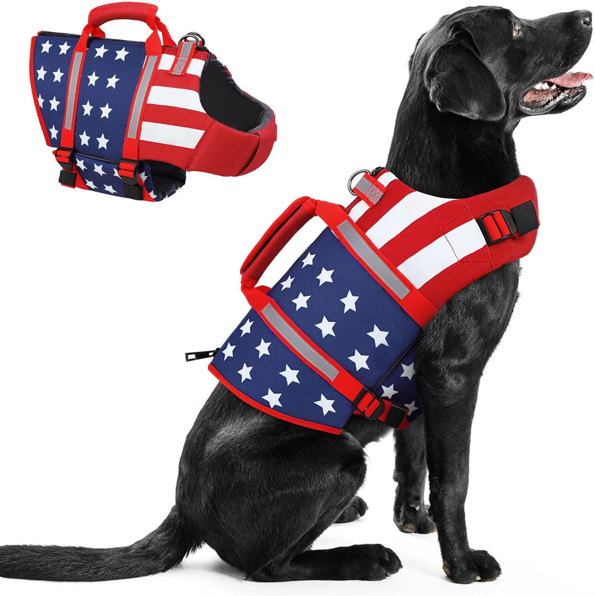 Dog Life Jacket for Large Dogs, Adjustable Dog Swimming Vest