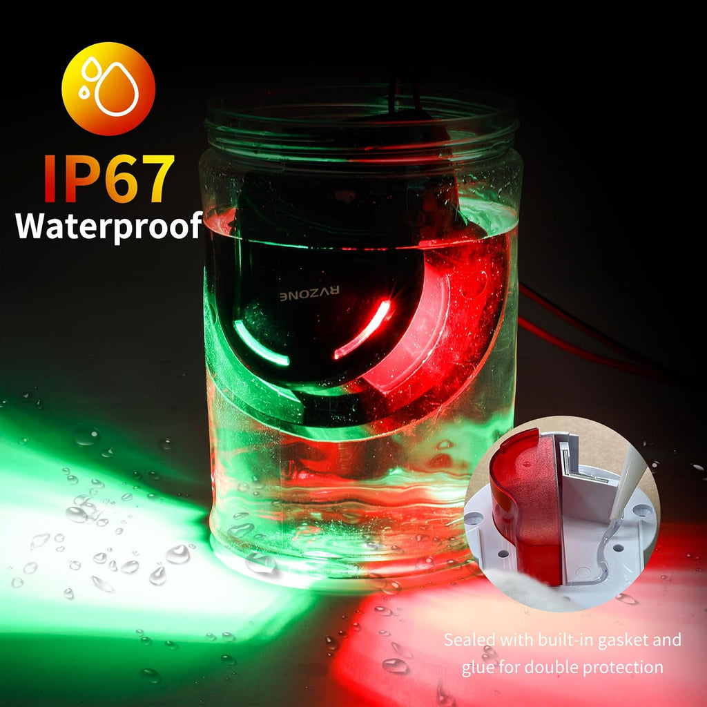 Boat Navigation Lights, Red Green LED Bow Lights for Boats, IP67