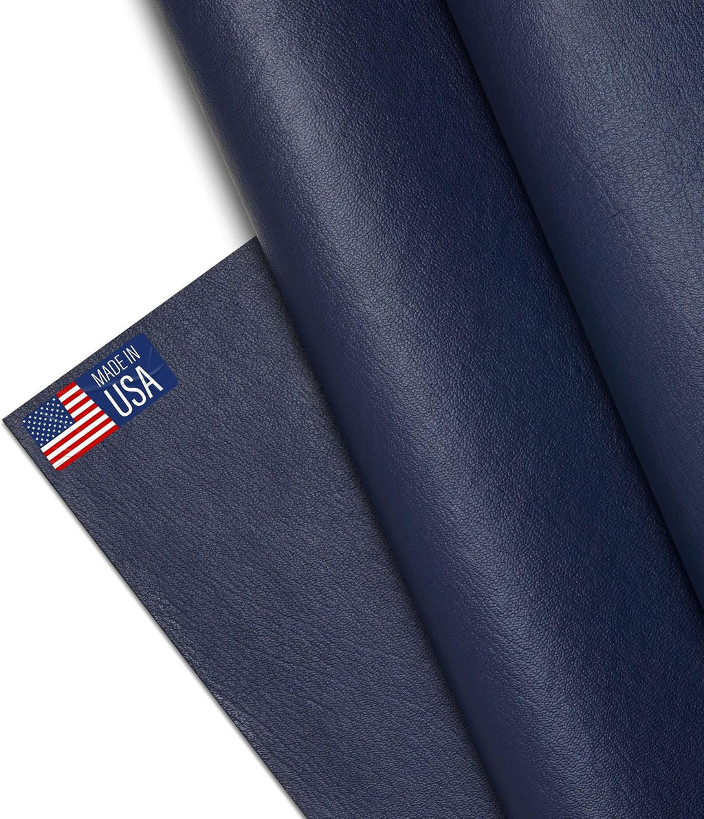 Marine Vinyl Fabric, Upholstery Faux Leather, Outdoor Boat Automotive, DIY and Crafting Pleather - Individual 1 Yard Cut 36"X54" (Navy)