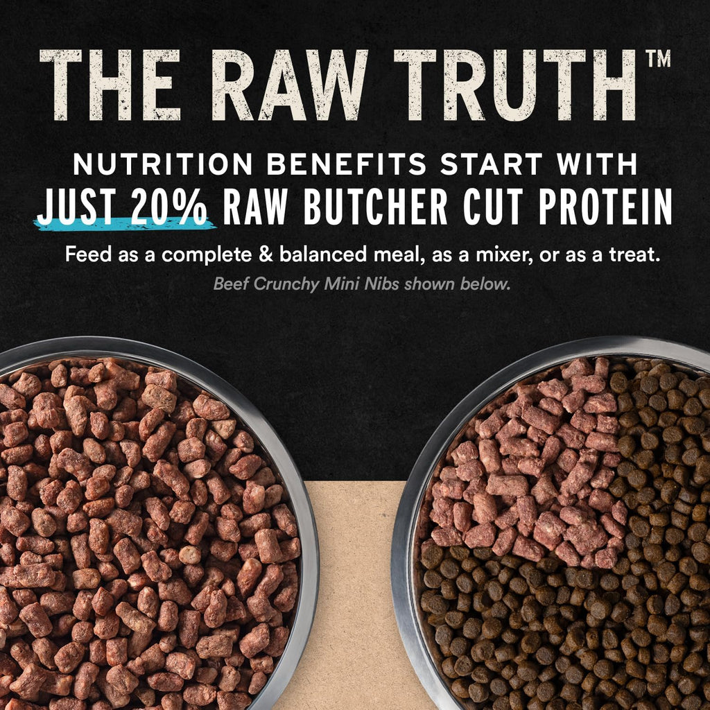 Freeze Dried Dog Food, Beef Crunchy Nibs, 14 Oz Bag
