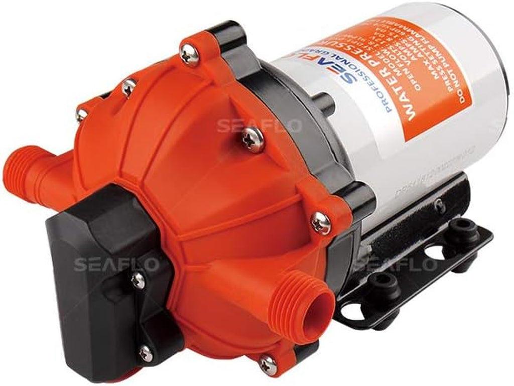 55-Series Washdown Pump Kit - 12V DC, 5.5 GPM, 70 PSI, Self-Priming, Coiled Hose, Spray Nozzle, High Flow for RV, Boat, Off-Grid, Freshwater, and Saltwater Applications 4-Year Warranty