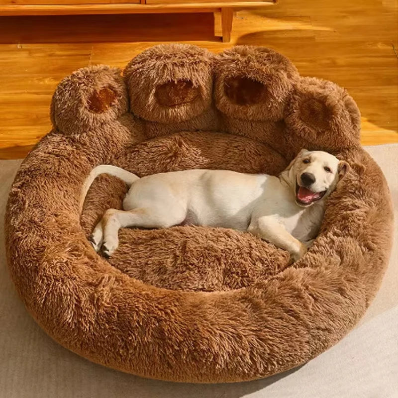 Fluffy Dog Bed Large Pet Products Dogs Beds Sofa Cute Bear Paw Shape Pets Kennel Mat Puppy Cats Supplies Basket Pet Accessories