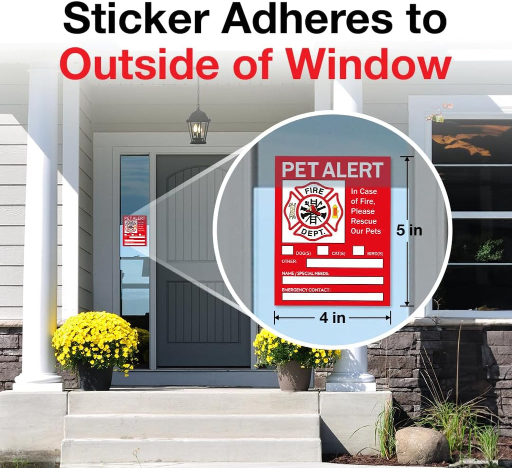 Pet Alert Safety Fire Rescue Sticker - save Dogs inside Emergency Home Sign