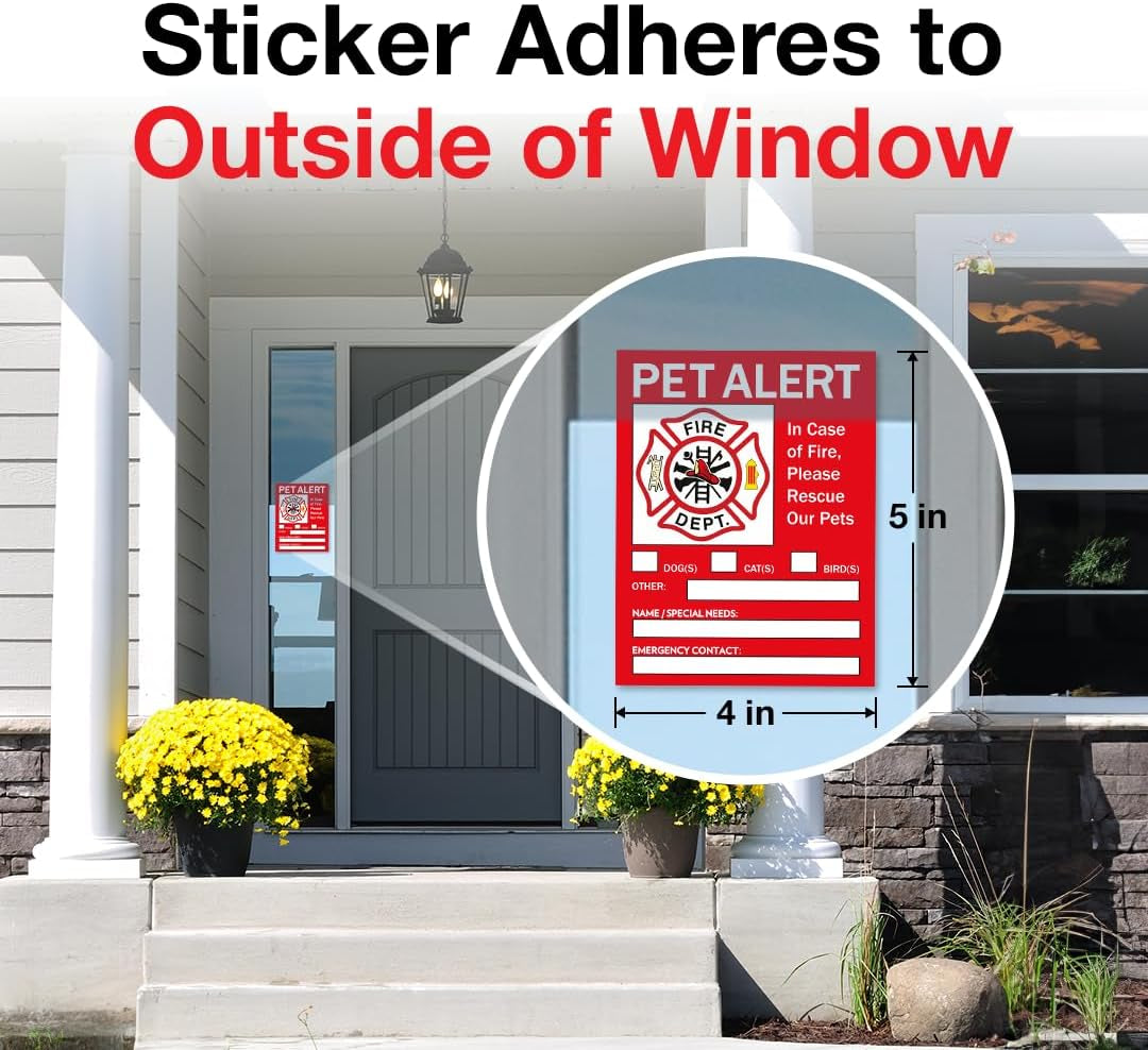 Pet Alert Safety Fire Rescue Sticker - save Dogs inside Emergency Home Sign