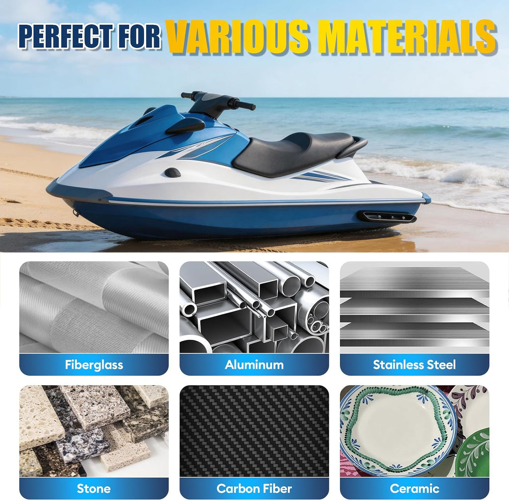 Marine Fiberglass Repair Kit, Gel Coat Repair Kit for Boats with Color Match, Fiberglass Boat Repair Kit, Weather-Resistant Epoxy Filler for Boats Fix Deep Cracks, Chips, Holes & Scratches