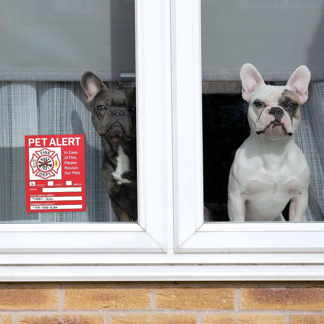 Pet Alert Safety Fire Rescue Sticker - save Dogs inside Emergency Home Sign