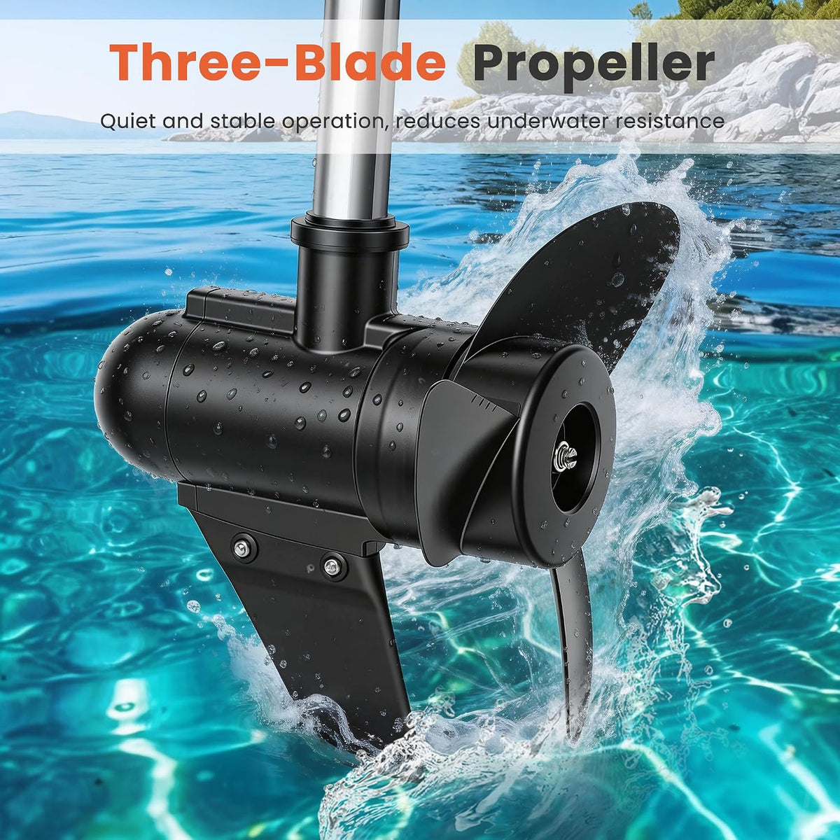 58 LBS Trolling Motor, Brushless Electric Motor with Stepless Speed Control, 30 Inch Shaft, LED Battery Indicator, Transom Mounted for Kayak, Fishing Boat