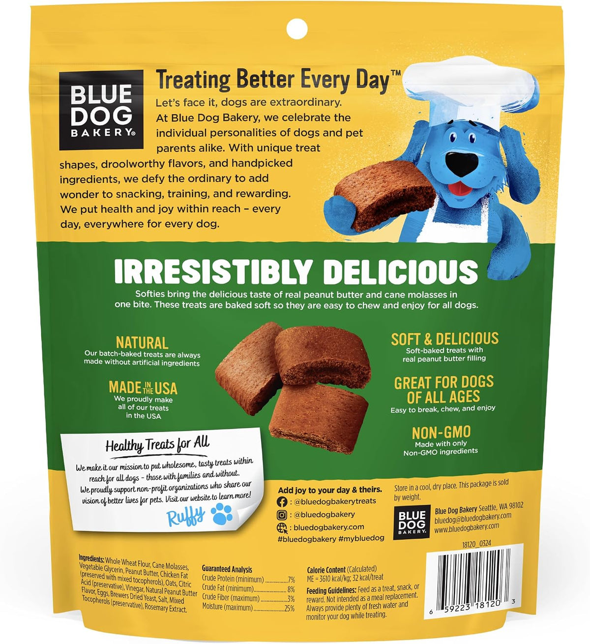 Natural Dog Treats, Softies, Peanut Butter Flavor, 16.2Oz Bag, 1 Bag