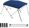 Bimini Boat Top Cover Sun Shade 3-4 Bow Boat Canopy Includes 4 Straps 2 Rear Support Poles Mounting Hardwares Storage Boot with 1" Aluminum Frame (Navy Blue, 3 Bow 6'L X 46" H X 54"-60" W)
