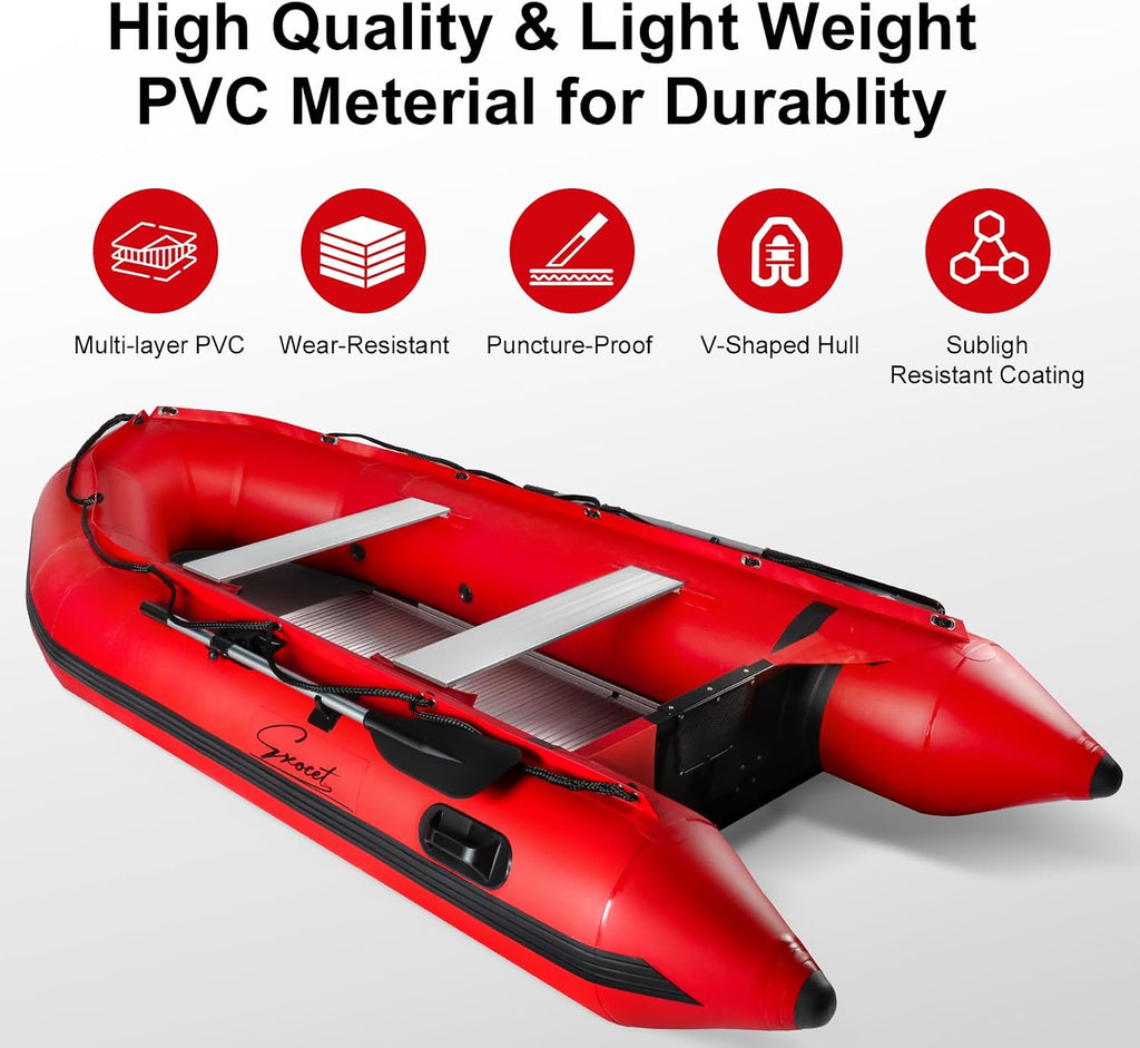 Inflatable Dinghy Boat 2-8P USCG Alum Transom V-Hull 4Cham