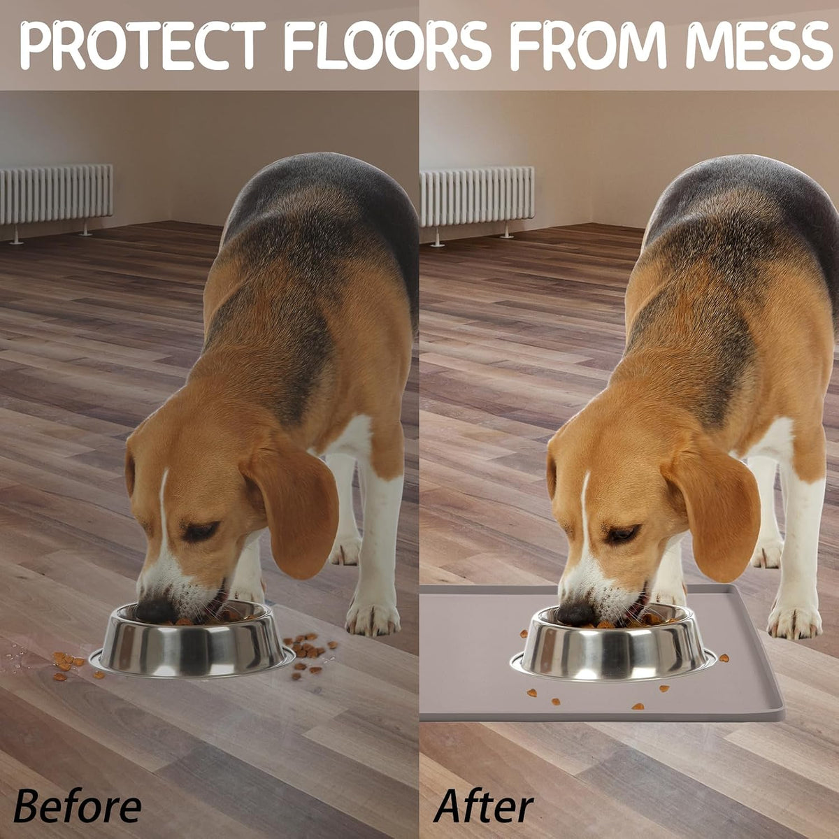 Silicone Cat & Dog Food Mat for Floors Waterproof, Anti-Slip Dog Bowl Mats for Food and Water, Pet Feeding Mats with Lip to Prevent Spills, Pet Placemat for Messy Drinkers to Protect Floors