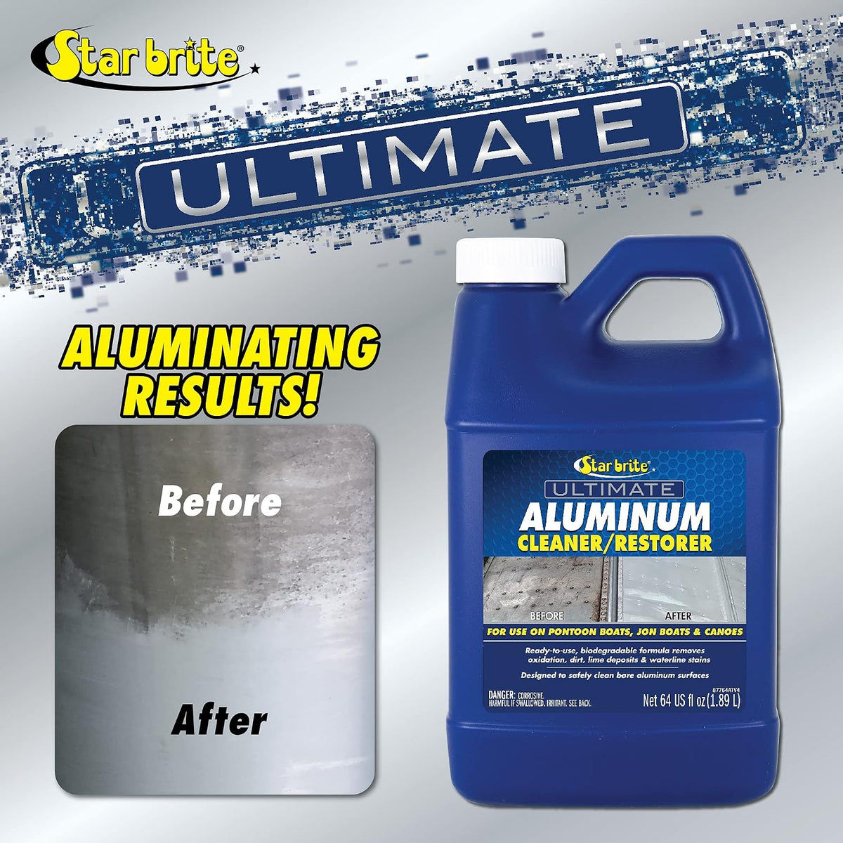 87764 Ultimate Aluminum Cleaner & Restorer - Safely Clean Pontoon Boats, Jon Boats & Canoes, 64 Oz.