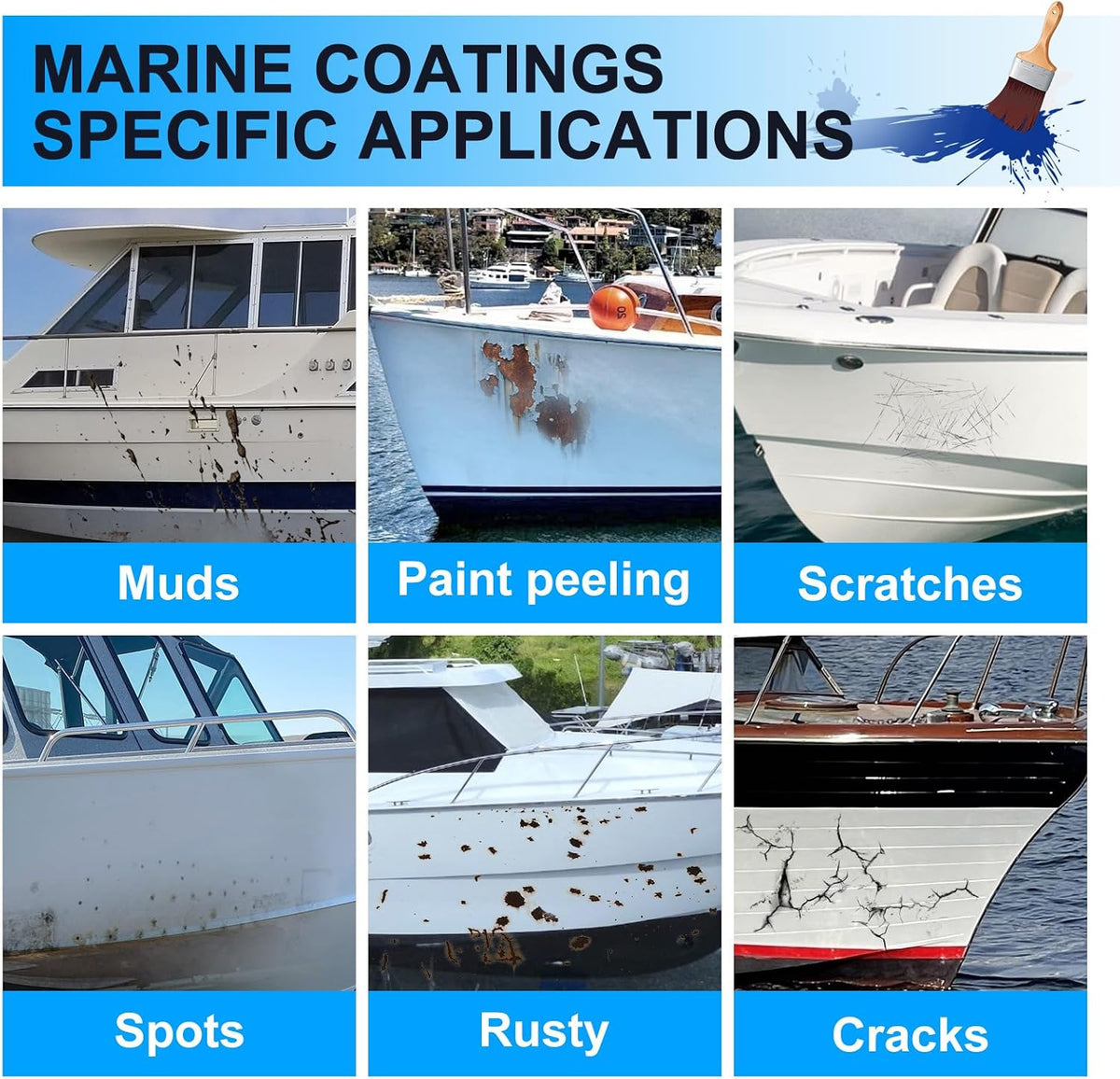 Boat Paint, 35 Oz Gloss Blue Marine Boat Topside Bottom Enamel Marine Paint for Boats, Wood, Fiberglass, Aluminum, Metals Oil-Based Epoxy Dark Blue