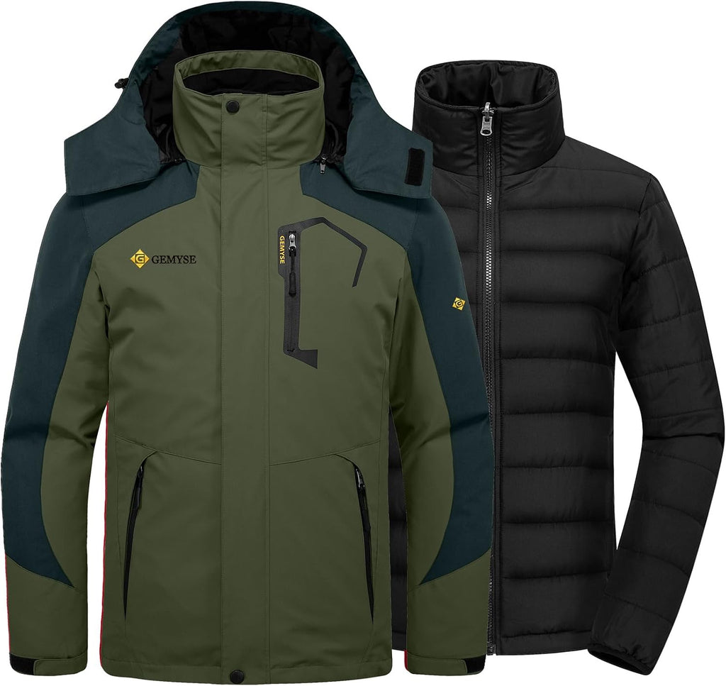 Men'S Winter Coat 3-In-1 Ski Snow Jacket with Puffer Liner