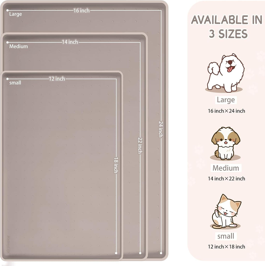 Silicone Cat & Dog Food Mat for Floors Waterproof, Anti-Slip Dog Bowl Mats for Food and Water, Pet Feeding Mats with Lip to Prevent Spills, Pet Placemat for Messy Drinkers to Protect Floors