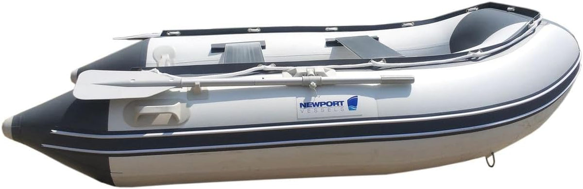 Newport 8Ft 10In Dana Inflatable Sport Tender Dinghy Boat - 3 Person - 10 Horsepower - USCG Rated, White/Gray