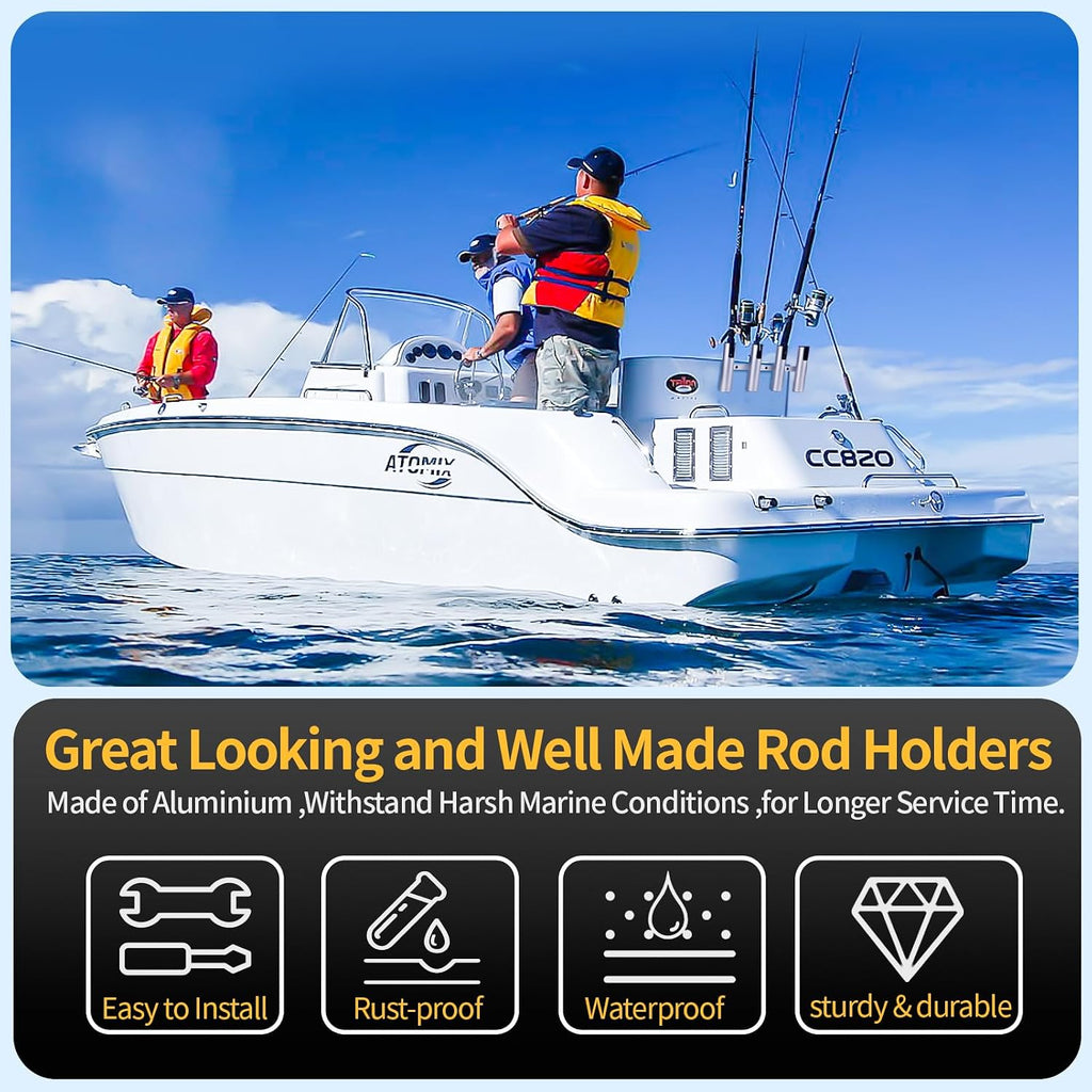 Aluminum Fishing Boat Rod Holder,3/4 Link Tube Aluminum Rod Rack, Suit Boats & Yacht ,Silver