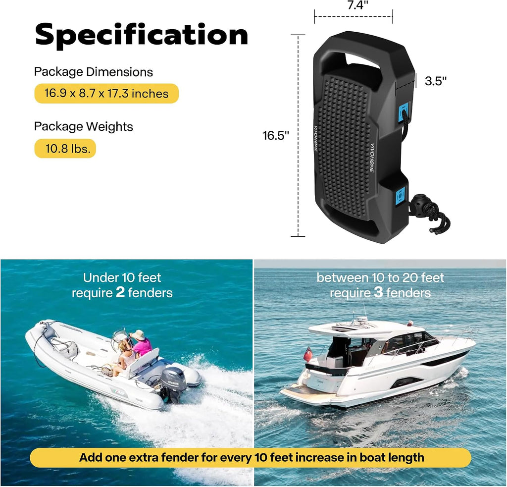 EVA Boat Fenders for Docking, Boat Bumpers with Nylon Rope, and Fixed Lock Fit for Yachts, Sailing Dinghies, Bass Boats