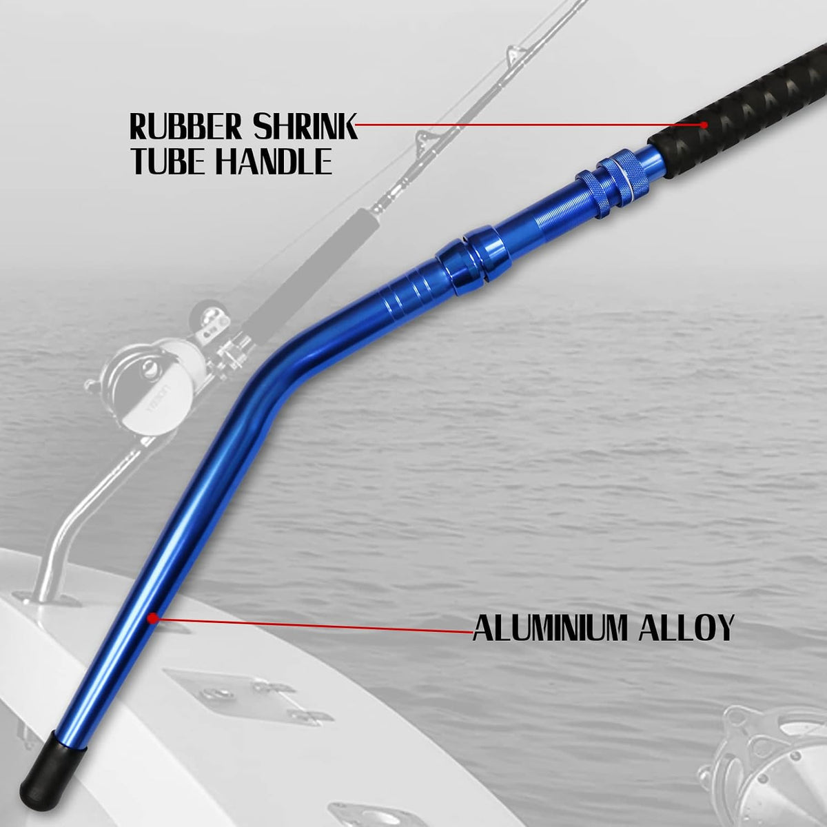 2-Piece Saltwater Offshore Heavy Bent/Straight Butt Trolling Rod Fishing Roller Rod Conventional Boat Deep Sea Fishing Pole (5'1"/5'6"/6'/6'6",30-50Lb/50-80Lb/80-120Lb)