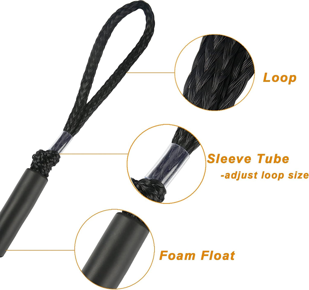 Bungee Dock Line for Boats 4FT Stretchable Boat Dock Lines with Built-In Bungee Cord Foam Floats Quick Dock Rope for Jet Ski Pontoon Kayak Elastic Boat Docking Line Boating Gifts for Men 4P Black