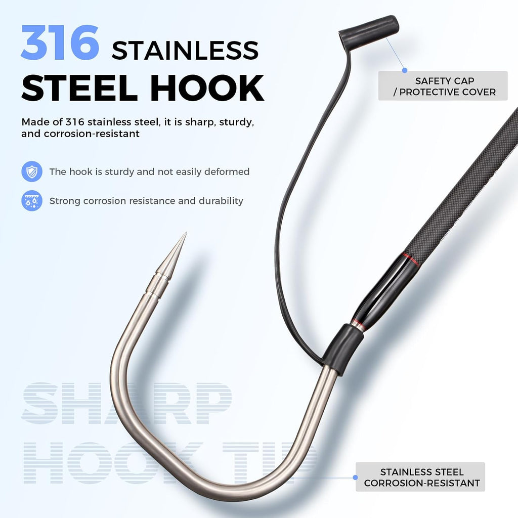 Fishing Gaff Saltwater Fish Gaff with S316 Stainless Steel Fishing Hook Carbon Fiber Fishing Gaff