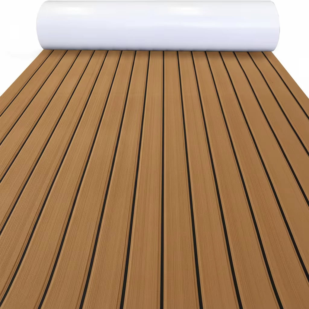 2400*450Mm EVA Foam Boat Decking Sheet Mat Anti-Skid Faux Teak Yacht Marine Flooring Pad Accessories Self-Adhesive Vehicle Pad