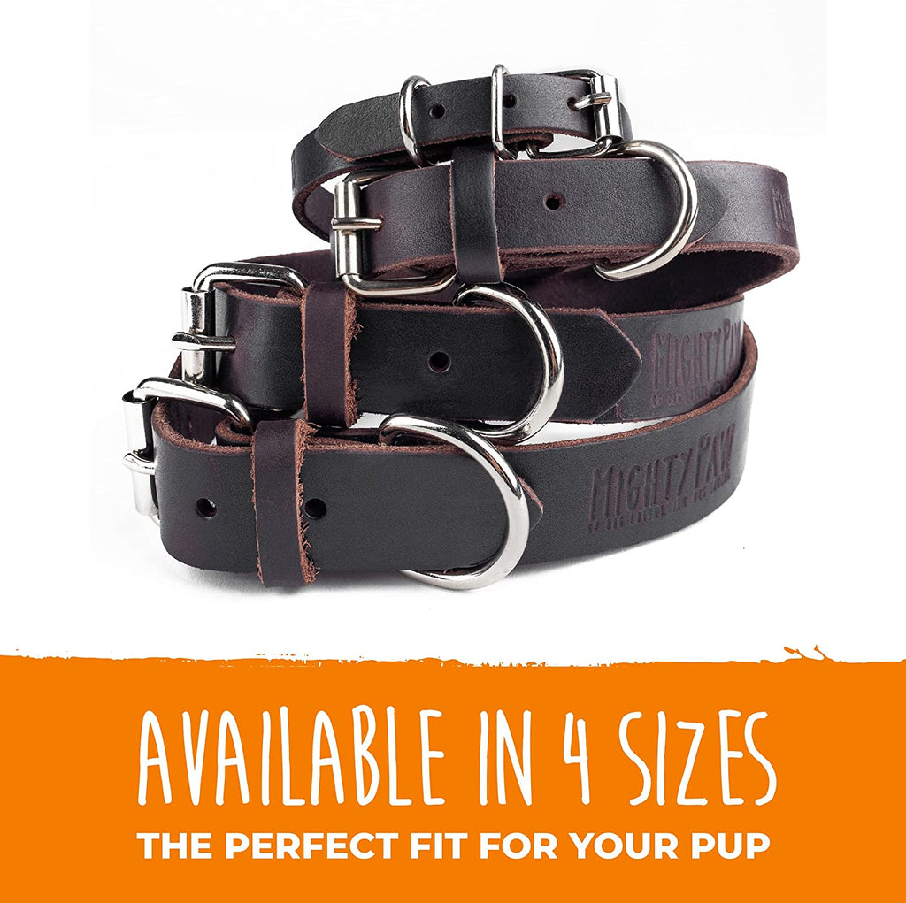 Leather Dog Collar - Genuine Distressed Leather - Strong Metal Buckle - Ultimate Comfort - Modern Style for All Dogs Breeds - Comfort Puppy Collar - (Large - Brown)