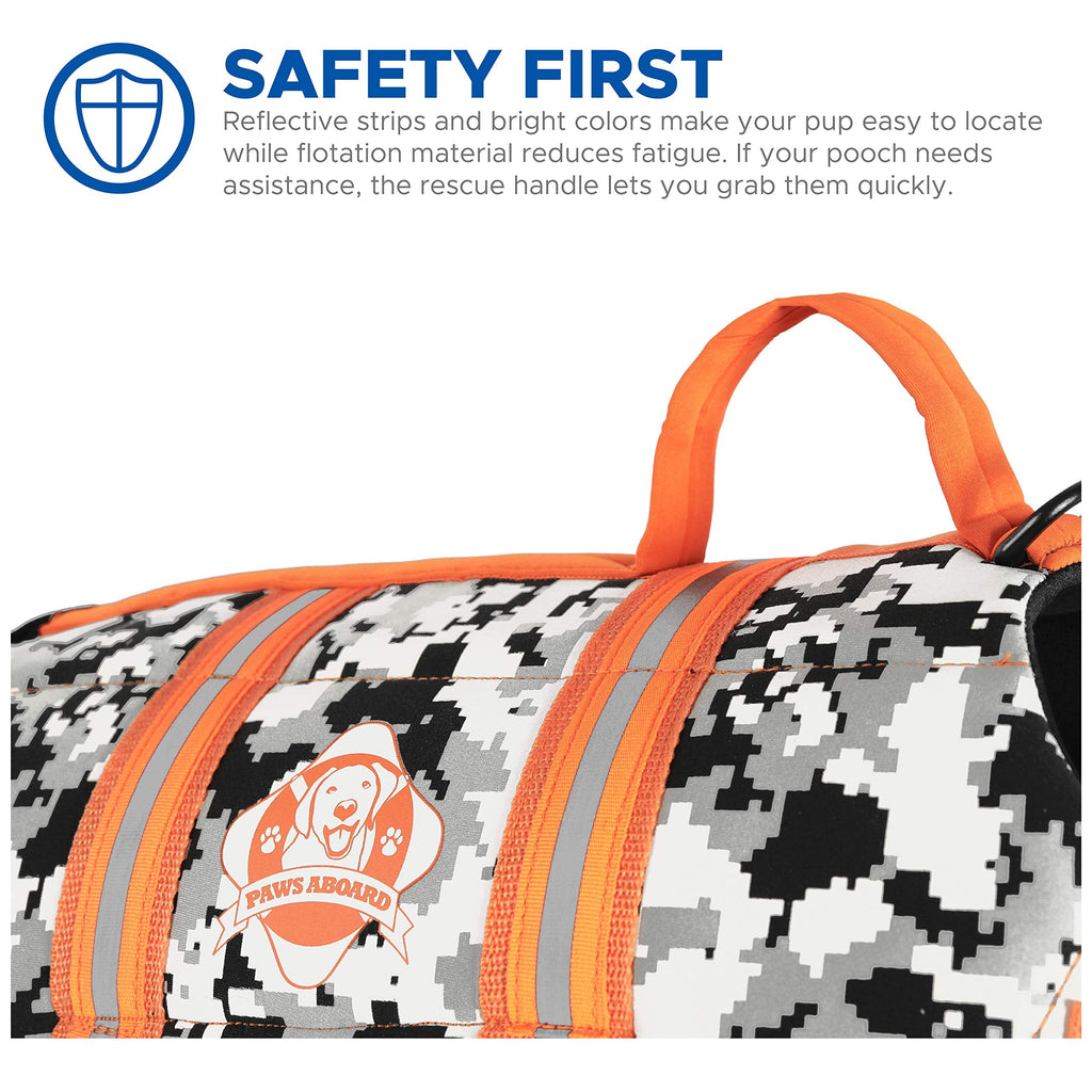 Paws aboard Dog Life Jacket - Keep Your Canine Safe with a Nylon Life Vest - Designer Life Jackets - Perfect for Swimming and Boating - Nautical Dog, Small