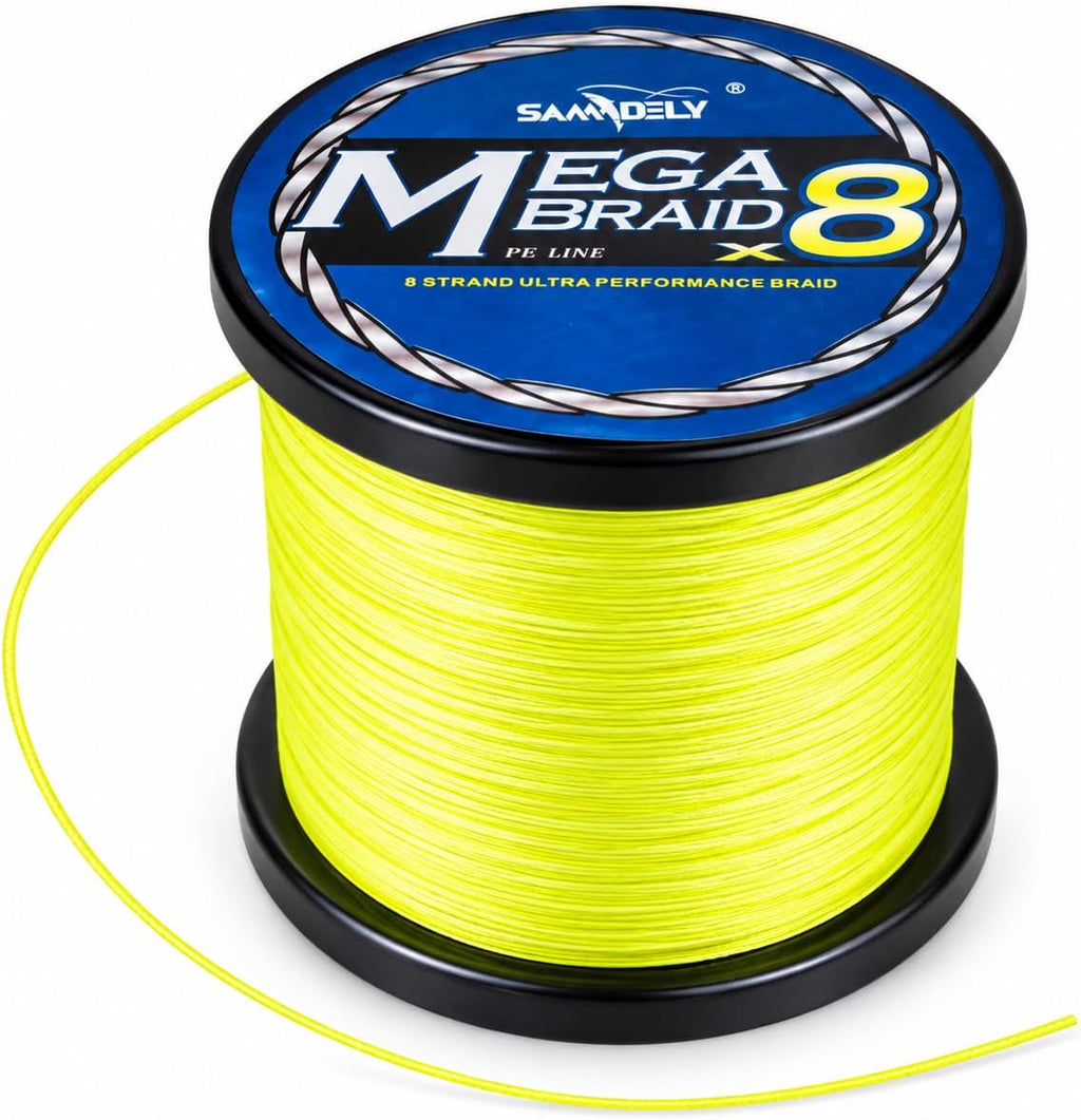 Braided Fishing Line, 8 Strands, Abrasion Resistant, No Stretch, Colored for Visibility, Saltwater/Freshwater