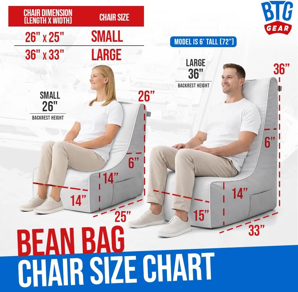 Bean Buoy Chair for Boats | Large Bean Bag 36"X33" | Marine-Grade Vinyl Deck Seat Bean Bag | Waterproof | for Fishing Boat & Deck Lounge