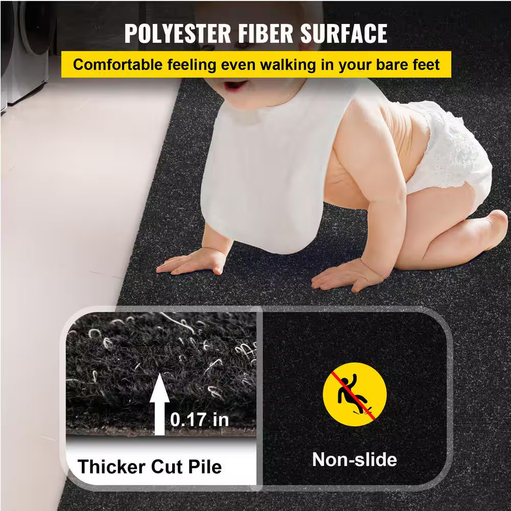 Black 6 Ft. X 23 Ft. Boat Carpet Waterproof Indoor Outdoor Carpet Cuttable Easy to Clean Indoor/Outdoor Area Rug