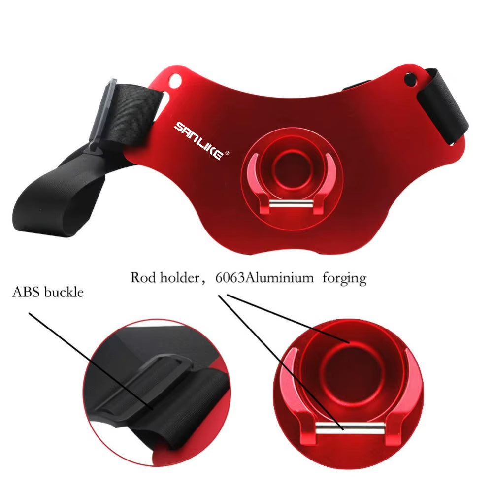 Fishing Rod Holder Aluminum Fighting Belt - Adjustable Carbon Fiber Waist Belt with Stand-Up Gimbal Padded