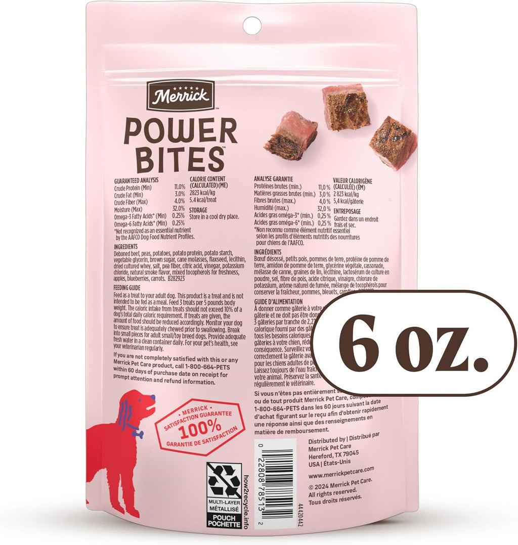Power Bites Real Beef Natural Grain Free Dog Treats 6 Oz Pouch