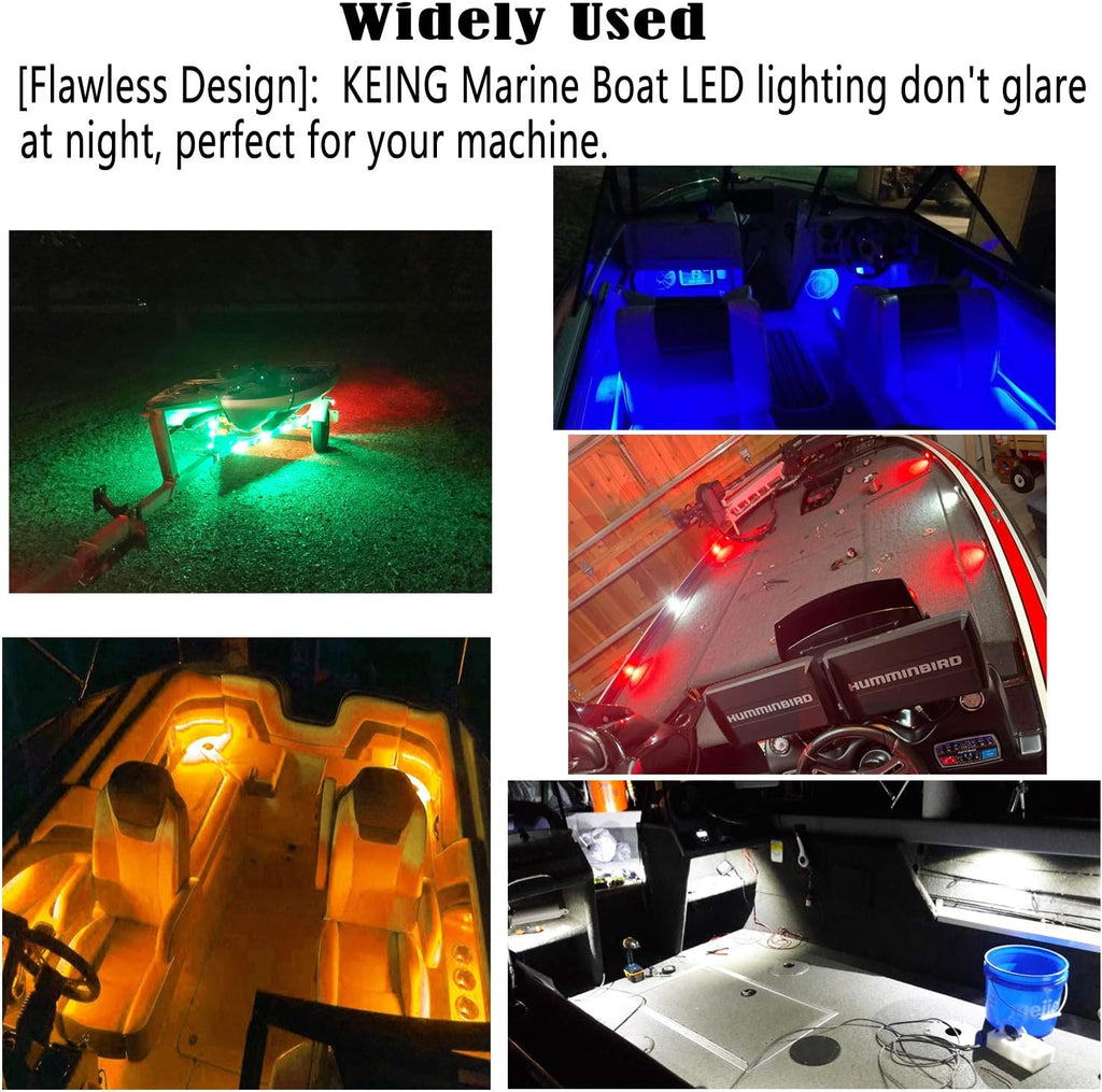 (5 Red + 5 Green) Waterproof Marine Boat LED Lights, Underwater & Deck Courtesy Lights, 12V for Yacht, Boat, Fishing, Pontoon, Sailboat, Kayak
