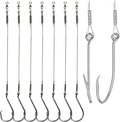 Fishing Hook Rigs 25/50 Pack - Circle Hook 1/0-10/0 with Stainless Steel Leader, Crane Swivel - Heavy Duty Saltwater Rigs for Catfish, Shark, Surf & Bottom Fishing
